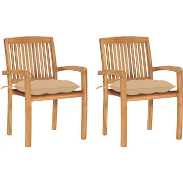SHUMEE Židle zahradní béžové podušky, teak 3063270 - 2ks v balení (3063270)