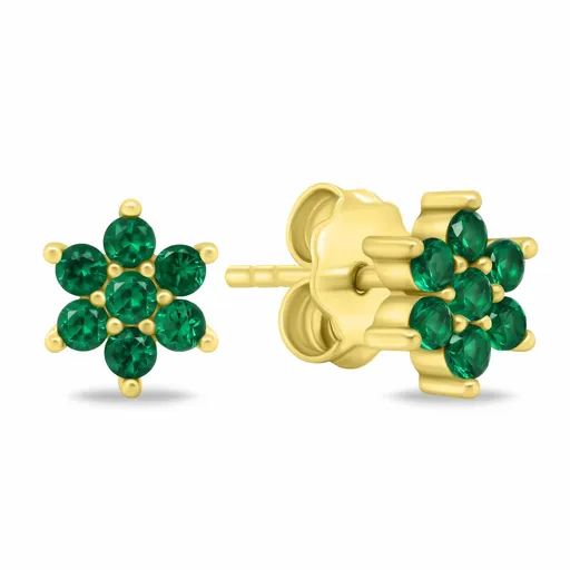 Brilio Silver Půvabné pozlacené náušnice se zelenými zirkony EA846YG