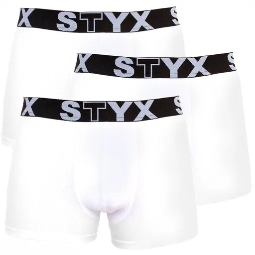 Styx 3PACK pánské boxerky sportovní guma nadrozměr bílé (R10616161) 3XL