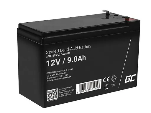 Green Cell AGM VRLA 12V 9Ah maintenance-free battery for UPS units