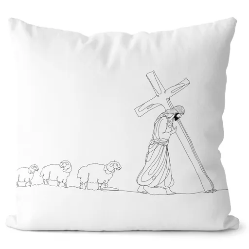 Polštář Jesus &  Sheep (Velikost: 55 x 55 cm)