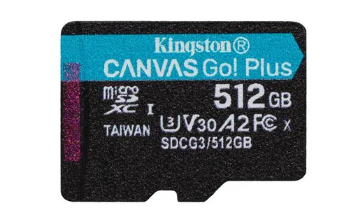 KINGSTON 512GB microSDXC Canvas Go Plus Gen4 200MB/s A2 U3 V30 Card bez adaptéru