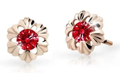 Cutie Jewellery Dětské náušnice z růžového zlata C2213-30-X-4 červená