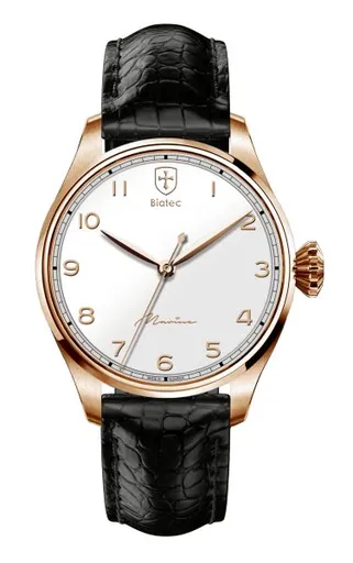 Biatec Marine 02 N - Černý kožený řemínek se vzorem aligátora