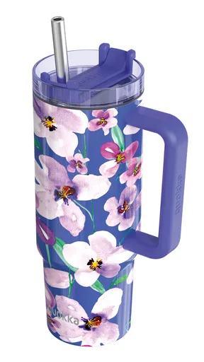 Termohrnek Stream s brčkem, 950ml, Quokka, flower dusk