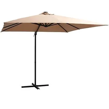 Konzolový slunečník s LED světly ocelová tyč 250 x 250 cm taupe (46995)