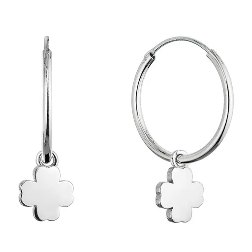 Evolution Group - Pavona Stříbrné kruhové náušnice 2v1 se čtyřlístky 61057