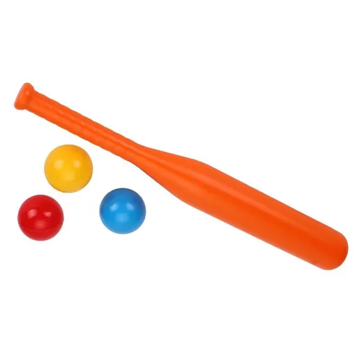 Teddies Baseballová pálka 50 cm + míčky 3 ks oranžová