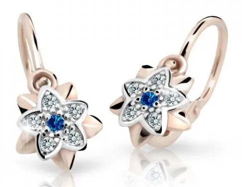Cutie Jewellery Dětské náušnice z růžového zlata C2210-10-X-4 modrá