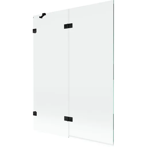 MEXEN/S Lunar vanová zástěna 2-křídlová levá 130 x 150, transparent, černá 897-130-100-70-00-L