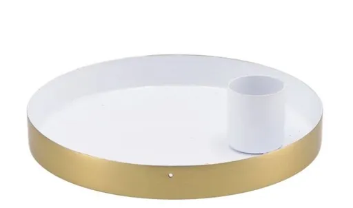 Bílo - zlatý kovový svícen Marrakech white - Ø 12*3 cm daan kromhout