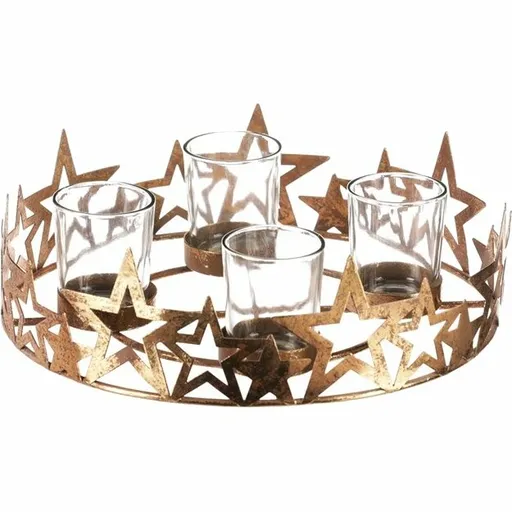 Adventní svícen Hvězdy, zlatá, kov, pr. 25 cm