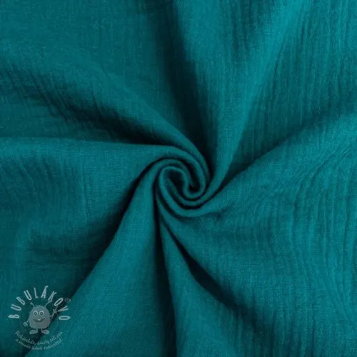 Dvojitá gázovina/mušelín petrol ORGANIC