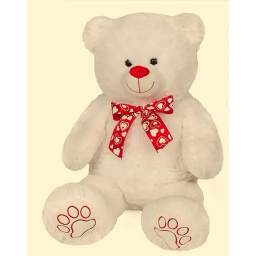Plyšový medvěd bílý se srdíčkovou mašlí 60 cm