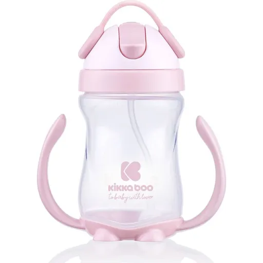 KikkaBoo Hrnek se silikonovým brčkem 300 ml 12m+ Pink