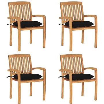 SHUMEE Židle zahradní stohovatelné s poduškami teak 3073262 - 4ks v balení (3073262)