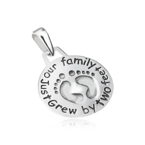 Stříbrný 925 přívěsek k narození dítěte, otisky nohou