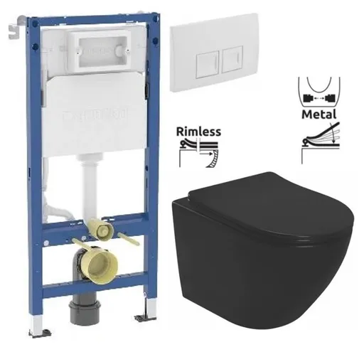 GEBERIT DuofixBasic s bílým tlačítkem DELTA50 + WC REA CARLO MINI RIMLESS ČIERNY MAT + SEDADLO 458.103.00.2 50BI MM1