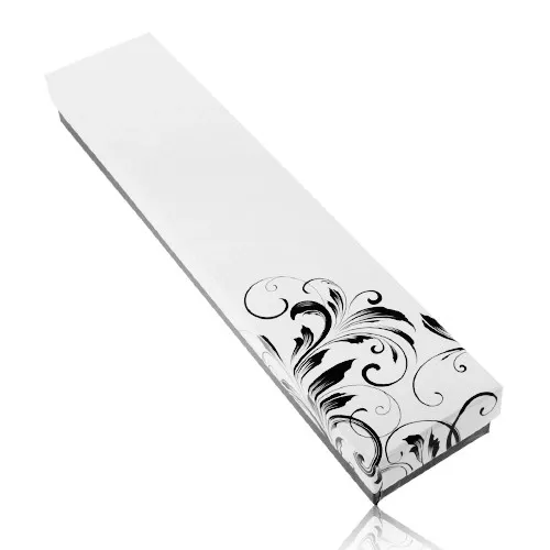 Bíločerná krabička na řetízek a hodinky, květinový ornament