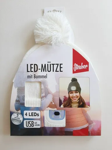 Steuber LED Čepice s bambulí a odnímatelným světlem