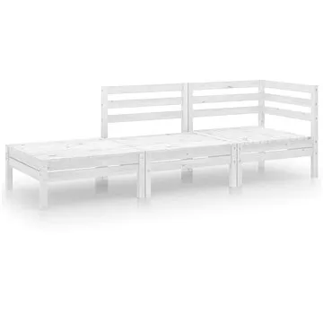 3dílná zahradní sedací souprava bílá masivní borovice, 3082613 (3082613)