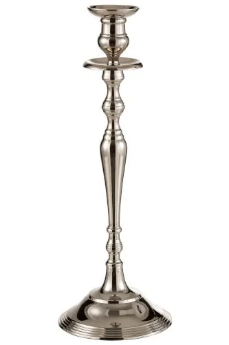 Stříbrný kovový svícen - Ø 16*45cm J-Line by Jolipa