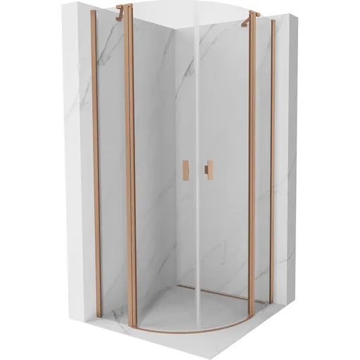 MEXEN MIST dveřní část čtvrtkruhová (2d2s) 100x100x200 cm 6mm meď kartáčovaná, čirá 8A32-100-100-65-00