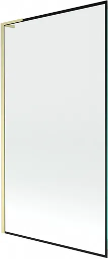 MEXEN/S Next L vanová zástěna FIX 100 x 150, černá vzor, zlatá kartáčovaná 895-100-000-03-70-55