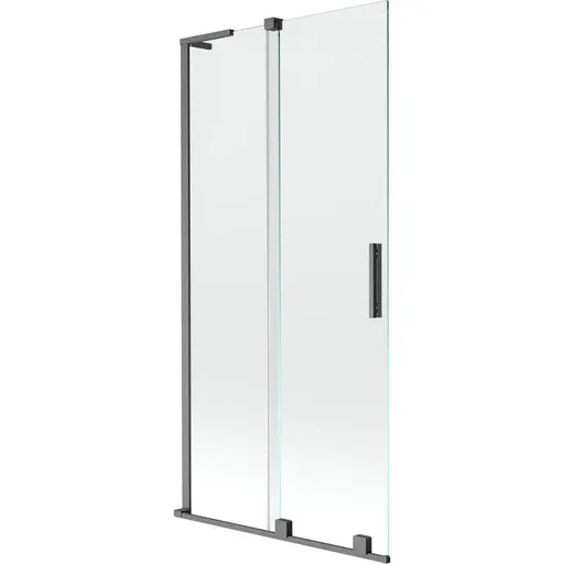 MEXEN/S Velar L dvoukřídlá posuvná vanová zástěna 90 x 150, transparent, grafit kartáčovaná 896-090-003-01-66