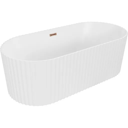 MEXEN/S Paola volně stojící vana reliéf 170 x 80, bílá mat, sifon a přepad růžové zlato 52721708001-60