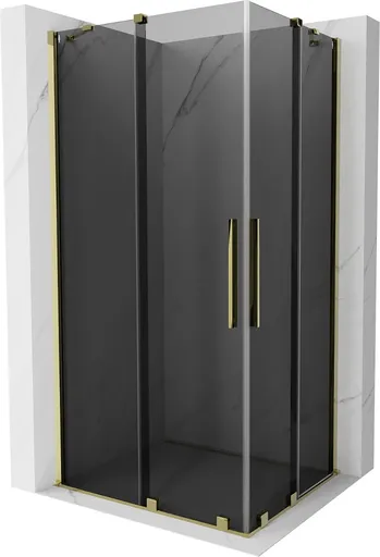 MEXEN/S Velar Duo sprchový kout, posuvné dveře 90 x 80, grafit, zlato 871-090-080-42-50