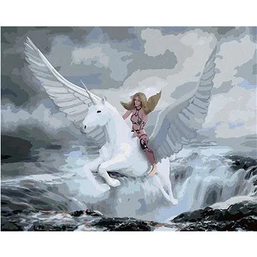 Diamondi - Diamantové malování - FANTASY ŽENA A PEGAS, 40x50 cm, Vypnuté plátno na rám (606523B)