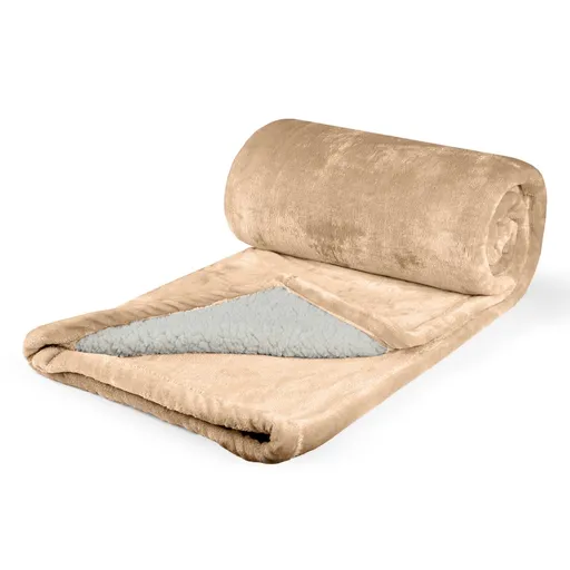 Polášek Mikroflanelová deka s beránkem - Šampáň | 100 x 150 cm