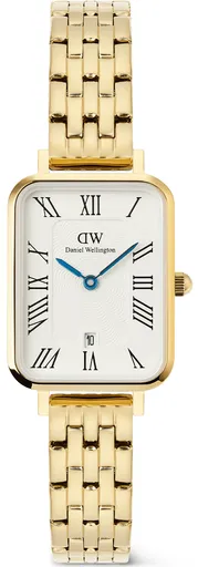 Daniel Wellington Quadro 20x26 Roman Numerals Date 5-link White Gold DW00100861
