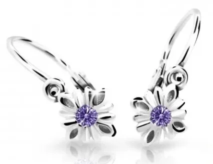 Cutie Jewellery Půvabné dětské náušnice z bílého zlata C2261-10-X-2 fialová