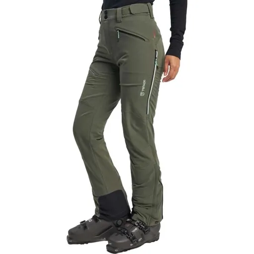 TENSON TOUR SOFTSHELL Dámské skialpové kalhoty, khaki, velikost