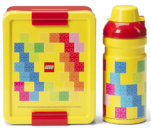 LEGO Brick svačinový set (láhev a box) - červená/žlutá
