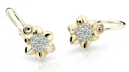 Cutie Jewellery Roztomilé dětské náušnice ze žlutého zlata C2202-10-X-1 bílá
