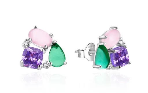 Agato Hravé stříbrné náušnice s barevnými zirkony AGT-E128PC