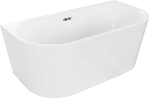 MEXEN/S Oval vana volně stojící 150 x 75, bílá, sifon a přepad chrom 52671507500-01