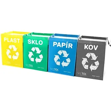SIXTOL Tašky na tříděný odpad SORT EASY 4 METAL, 30x30x40cm, 4x36l, 4ks (SX4203)