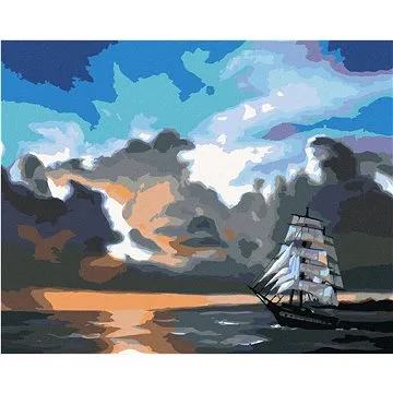 Zuty - Malování podle čísel - PLACHETNICE NA MOŘI PO SOUMRAKU (D. RUSTY RUST), 80x100 cm, vypnuté pl (HRAmmb02117nad)