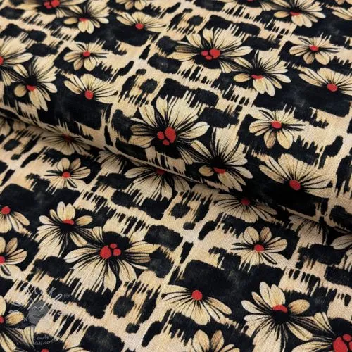 Viskóza se lnem Daisy design B digital print