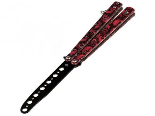 Tréninkový kapesní skládací motýlek, Red Skulls, 23,5 cm