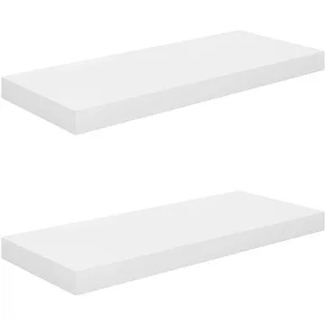 Shumee plovoucí nástěnné 2 ks bílé vysoký lesk 60×23,5×3,8 cm, 323749 (323749)