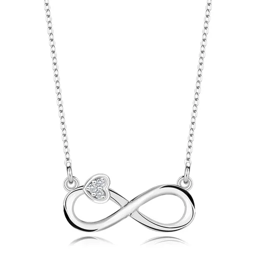 Náhrdelník ze stříbra 925 - symbol nekonečna, srdce s diamanty