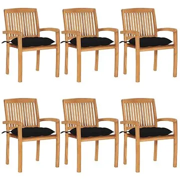 SHUMEE Židle zahradní stohovatelné s poduškami teak 3073274 - 6ks v balení (3073274)