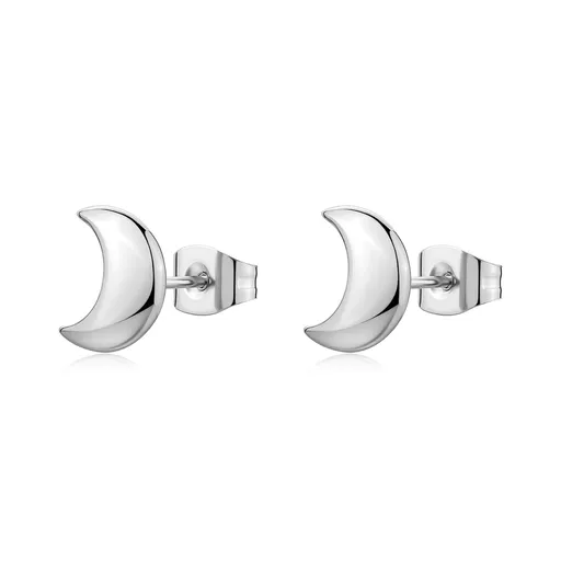 S'Agapõ Ocelové náušnice ve tvaru půlměsíce CLICK SCK298