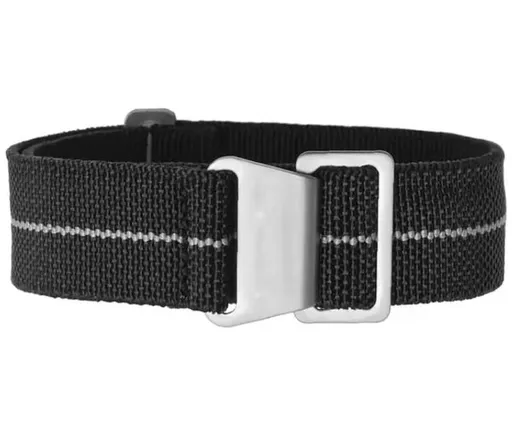 Elastický nylonový řemínek, černý-světle šedá (motiv 26) - 22 mm