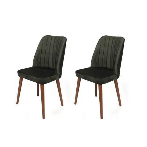 Sada jídelních židlí Alfa Khaki and Walnut, 2 ks